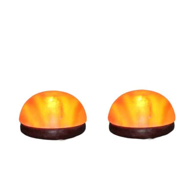 pair of Himalayan salt dome foot detox lamps