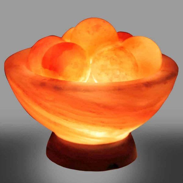 Abundance Bowl Salt Lamp with Healing Massage Balls