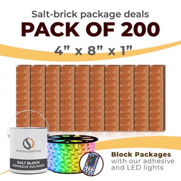 4" x 8" x 1" Smooth Face Salt Bricks with Adhesive and LED Lights QTY 200