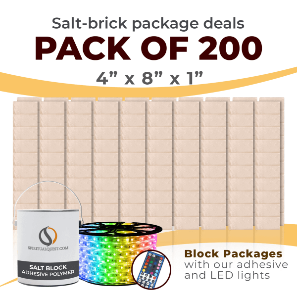 4" x 8" x 1" White Salt Bricks with Adhesive and LED Lights QTY 200