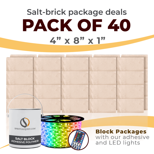 4" x 8" x 1" White Salt Bricks with Adhesive and LED Lights QTY 40