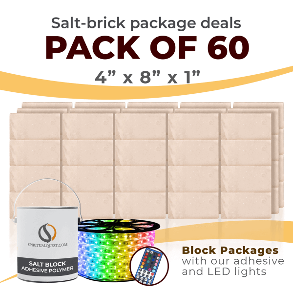 4" x 8" x 1" White Salt Bricks with Adhesive and LED Lights QTY 60