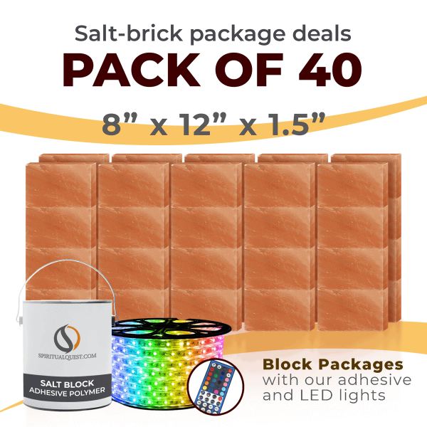 8" x12" x 1.5" Salt Bricks with Adhesive and LED Lights QTY 40