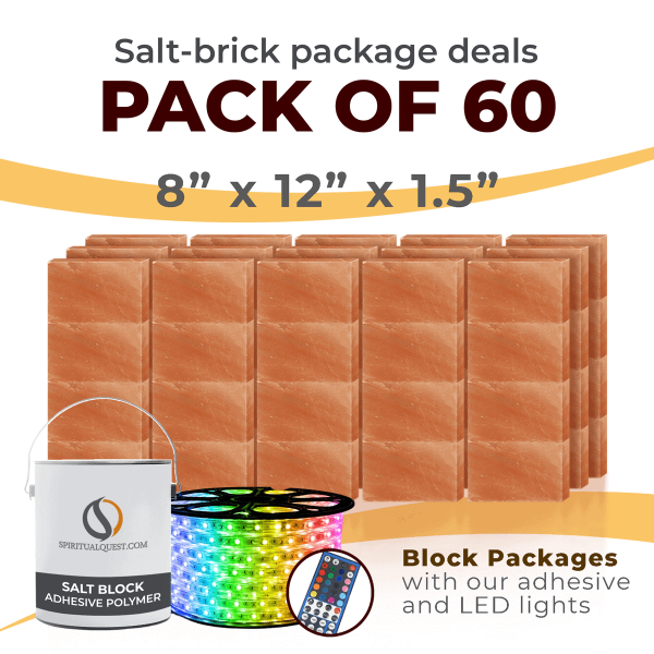 8" x12" x 1.5" Salt Bricks with Adhesive and LED Lights QTY 60