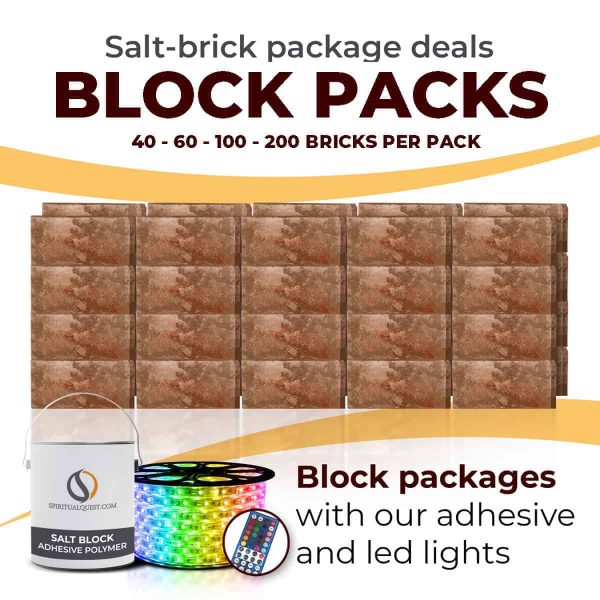 Salt Wall Brick Packs with Adhesive and LED Lights