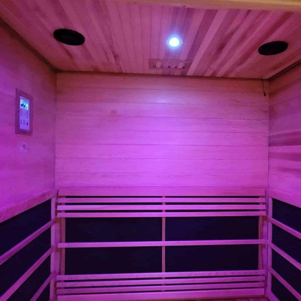 Outdoor Infrared Sauna Interior View with Chromatherapy