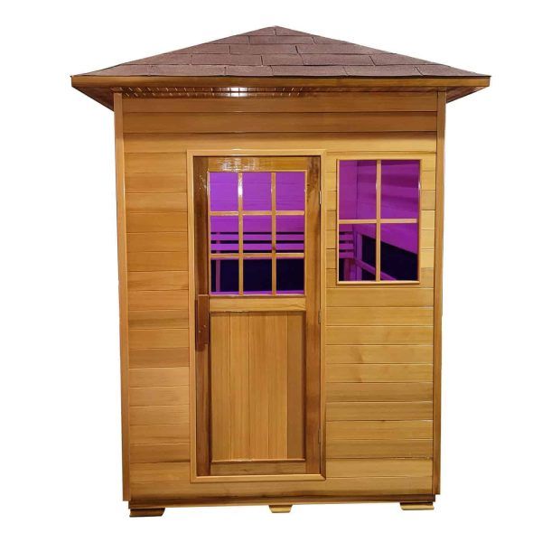 Outdoor Two Person Infrared Sauna: The Donovan Series, weather proof XL two person with LED Chromatherapy