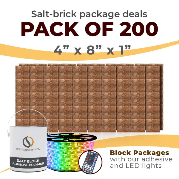 4" x 8" x 1" Rough Face Salt Bricks with Adhesive and LED Lights QTY 200
