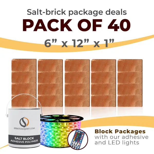 6" x12" x 1" Salt Bricks with Adhesive and LED Lights QTY 40