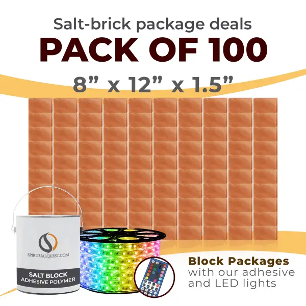8" x12" x 1.5" Salt Bricks with Adhesive and LED Lights QTY 100