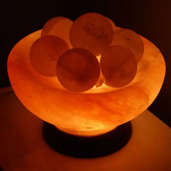Abundance Bowl Salt Lamp with Healing Massage Balls