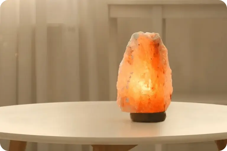 Himalayan salt lamp on a table