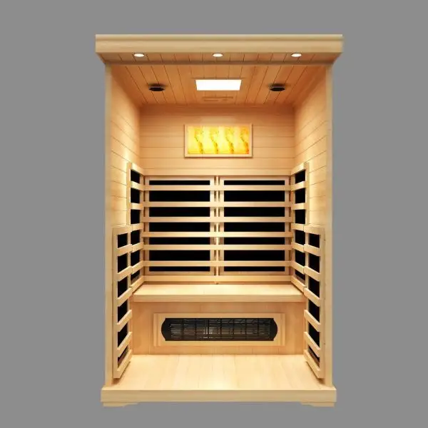 Front view of duet infrared sauna