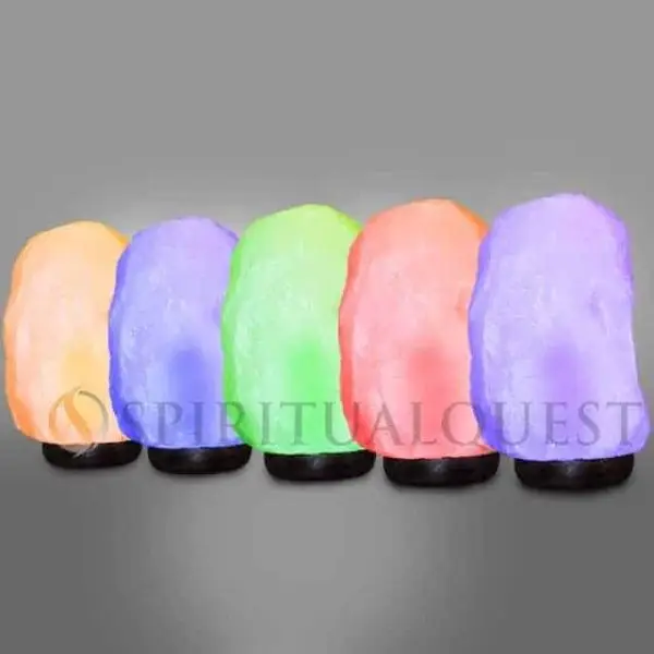 Multi Colored Salt Lamp - Rare White Lamp with 5 colored bulbs