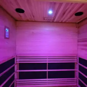 Outdoor Infrared Sauna Interior View with Chromatherapy
