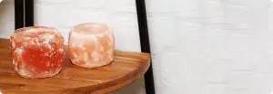 Two himalayan salt candle holders
