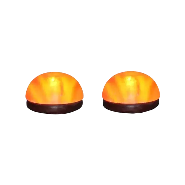 pair of Himalayan salt dome foot detox lamps