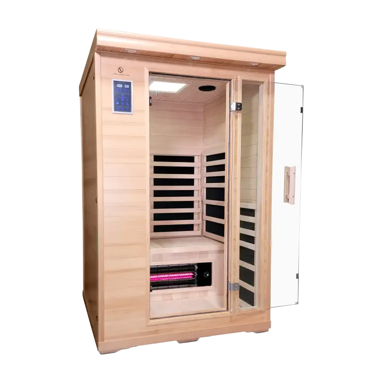 duet infrared carbon fiber sauna with full spectrum heating, chroma therapy and Bluetooth from Spiritualquest