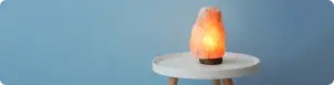Salt lamp on a white table