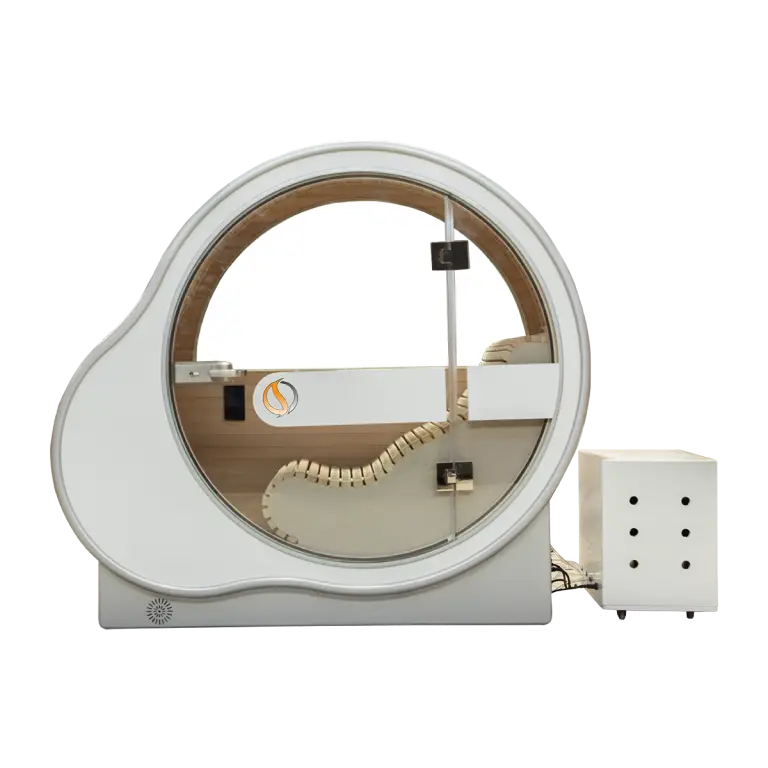Person using OxyBoost Elite Oxygen Sauna, featuring therapeutic jade and tourmaline, sold by SpiritualQuest