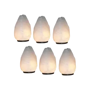 Set of 6 mountain white salt lamps