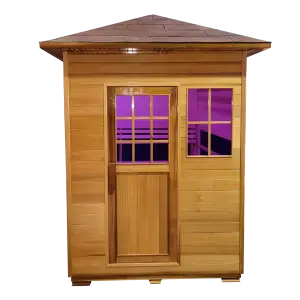 Donovan outdoor sauna with led lighting