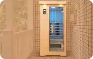 Front view of an infrared sauna
